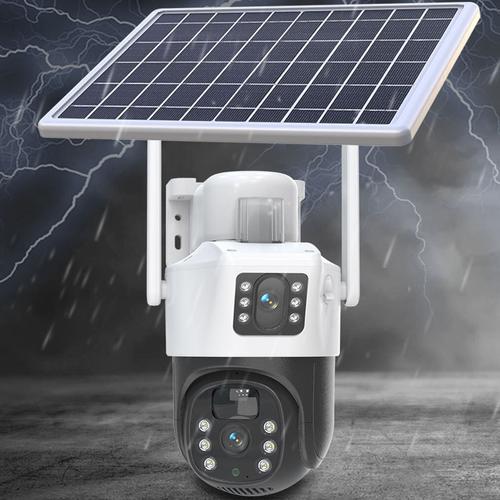 户外太阳能4g插卡监控摄像头免插电手机监控器双太阳能监控器高清